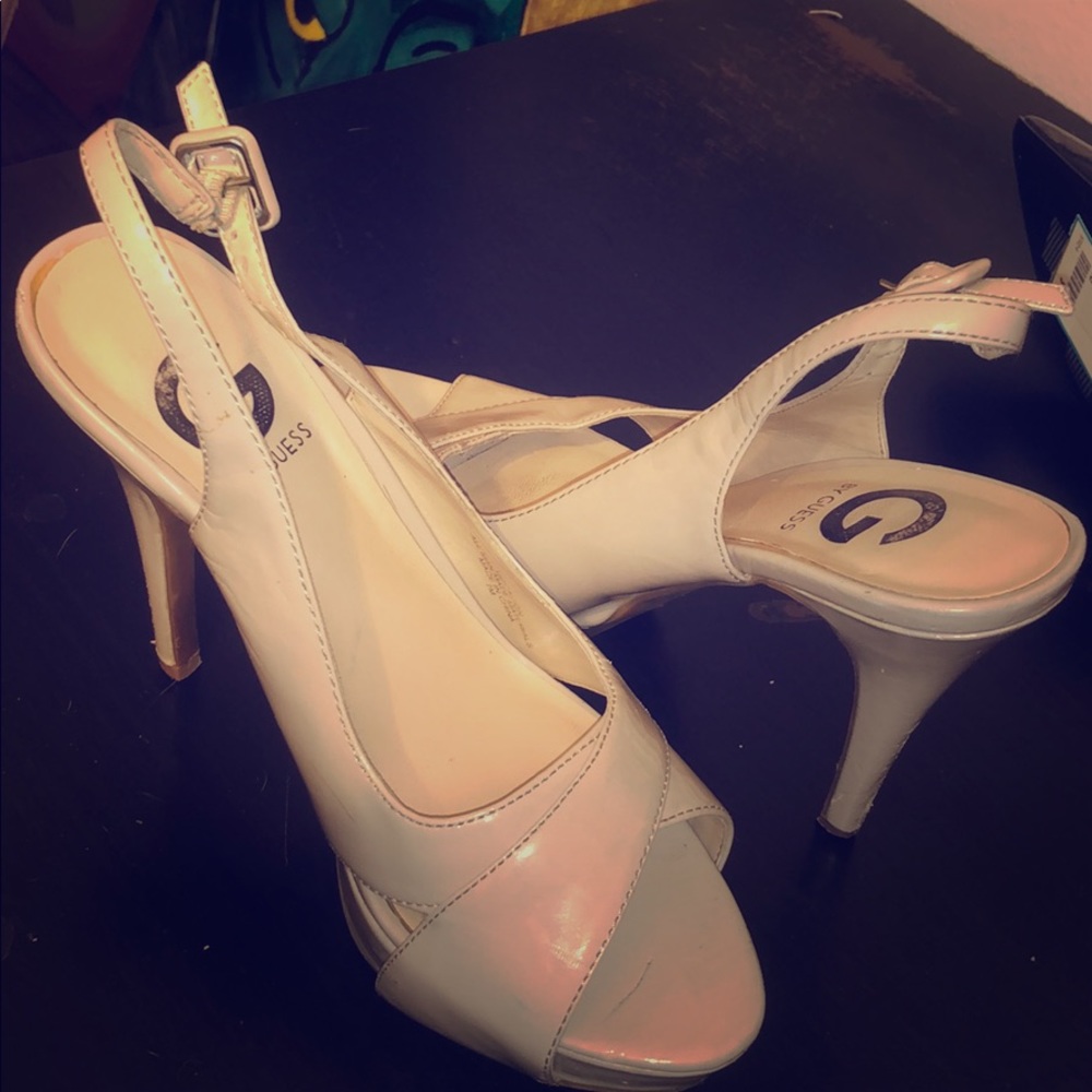 G by Guess cream open toed heels
